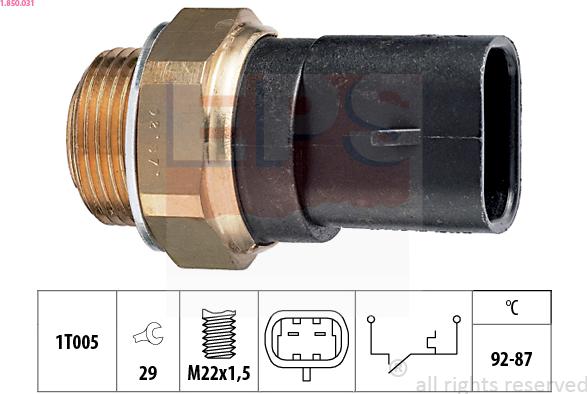 EPS 1.850.031 - Termoprekidač, ventilator hladnjaka parts5.com