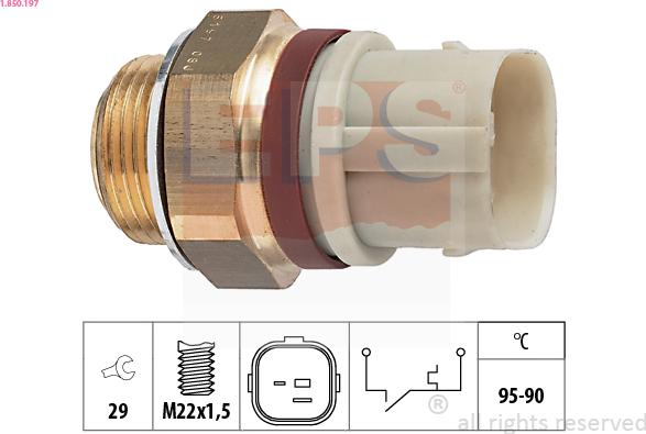 EPS 1.850.197 - Temperature Switch, radiator / air conditioner fan parts5.com