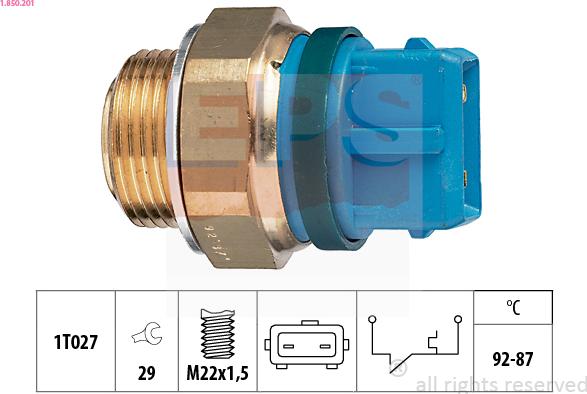 EPS 1.850.201 - Interruptor de temperatura, ventilador del radiador parts5.com