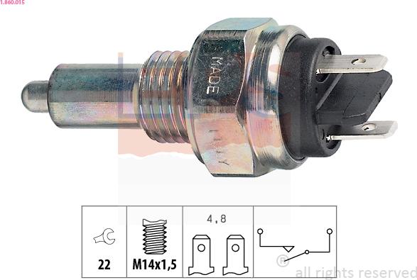 EPS 1.860.015 - Interruptor, piloto de marcha atrás parts5.com