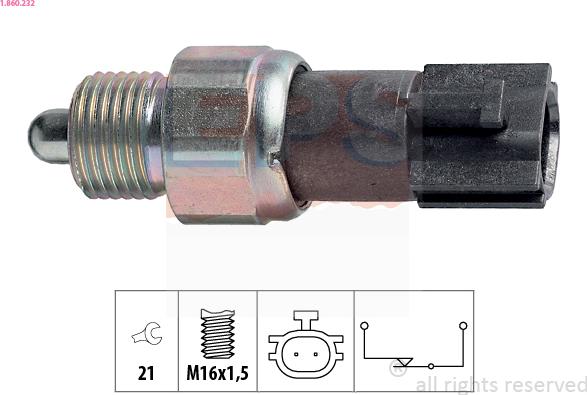 EPS 1.860.232 - Interruptor, piloto de marcha atrás parts5.com