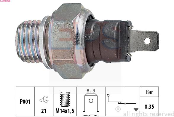 EPS 1.800.006 - Senzor, pritisk olja parts5.com