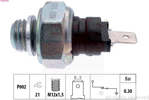 EPS 1.800.001 - Senzor,presiune ulei parts5.com