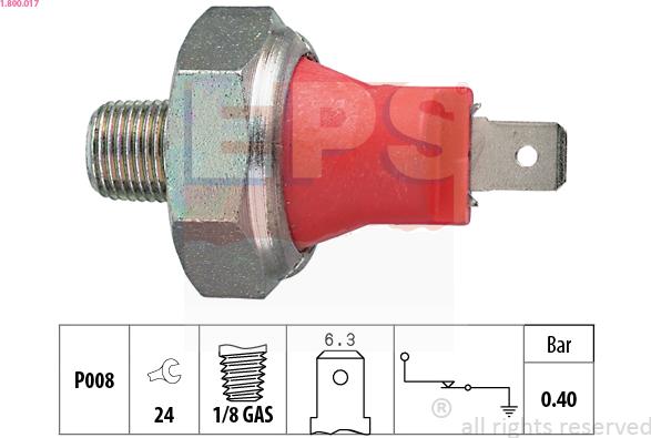 EPS 1.800.017 - Senzor, pritisak ulja parts5.com