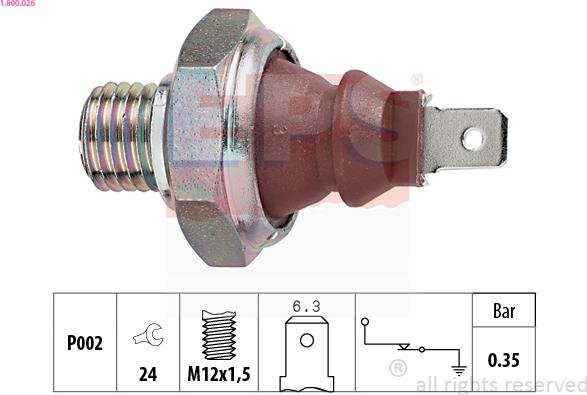 EPS 1.800.026 - Sensor, presión de aceite parts5.com