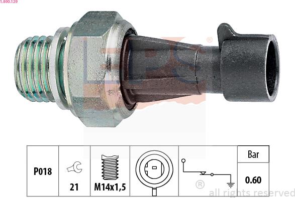 EPS 1.800.129 - Αισθητήρας, πίεση λαδιού parts5.com