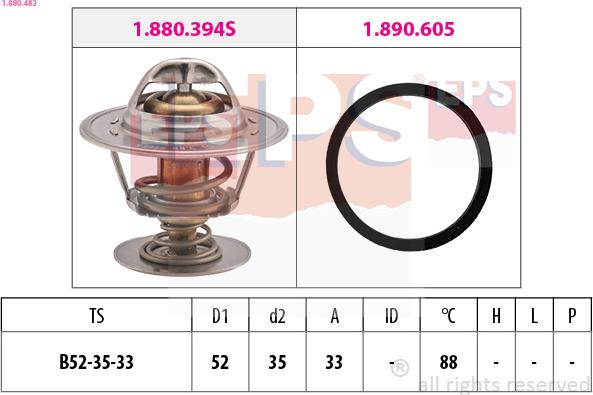 EPS 1.880.483 - Termostat, środek chłodzący parts5.com