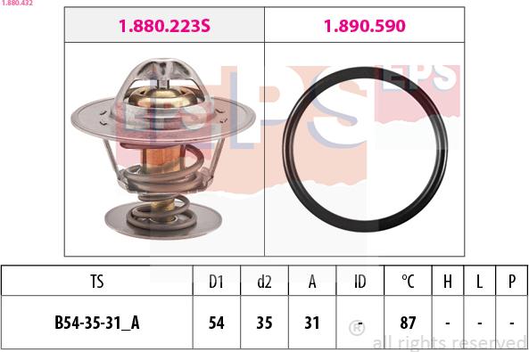 EPS 1.880.432 - Θερμοστάτης, ψυκτικό υγρό parts5.com