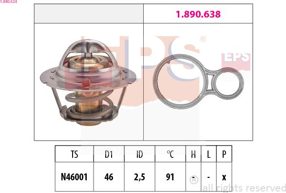 EPS 1.880.524 - Termostat,lichid racire parts5.com