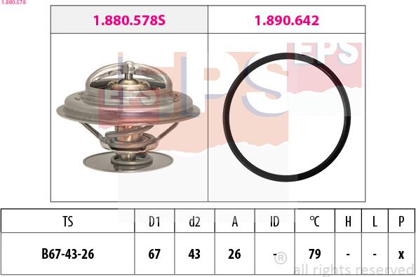 EPS 1.880.578 - Термостат, охладителна течност parts5.com