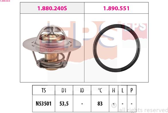 EPS 1.880.654 - Termosztát, hűtőfolyadék parts5.com