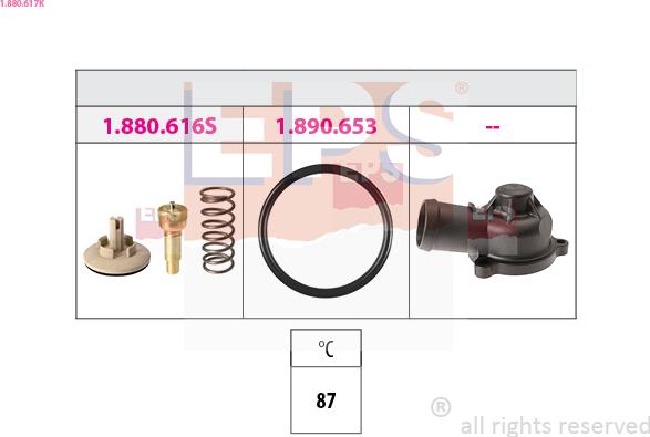 EPS 1.880.617K - Termosztát, hűtőfolyadék parts5.com