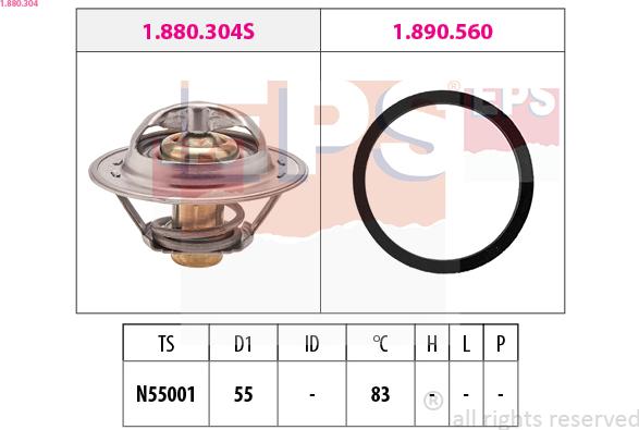 EPS 1.880.304 - Thermostat, coolant parts5.com