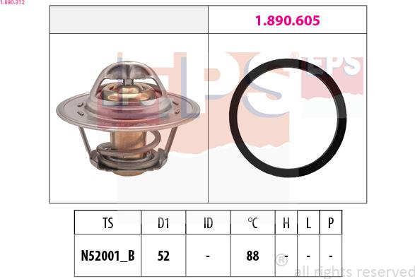 EPS 1.880.312 - Termostato, refrigerante parts5.com