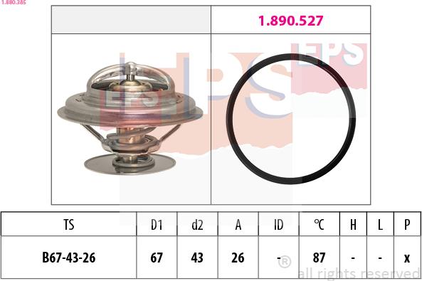 EPS 1.880.385 - Termostat,lichid racire parts5.com