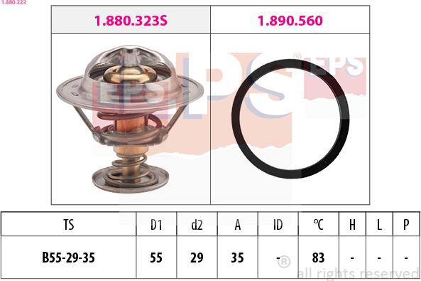 EPS 1.880.323 - Termostat,lichid racire parts5.com