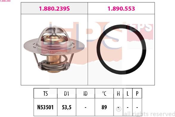 EPS 1.880.290 - Термостат, охлаждающая жидкость parts5.com