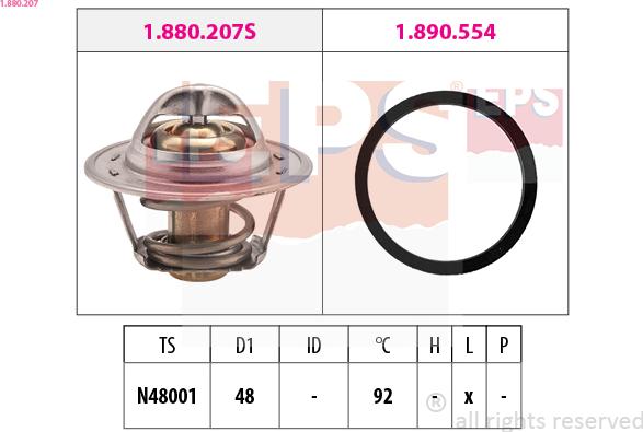 EPS 1.880.207 - Termostat,lichid racire parts5.com