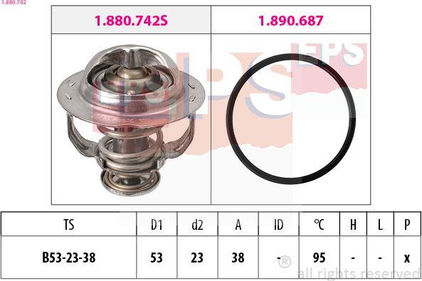 EPS 1.880.742 - Termosztát, hűtőfolyadék parts5.com