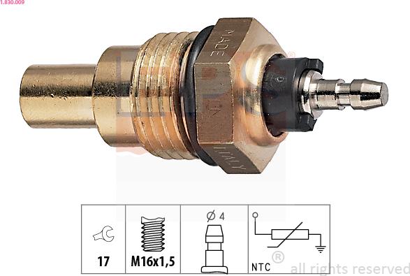 EPS 1.830.009 - Senzor,temperatura lichid de racire parts5.com