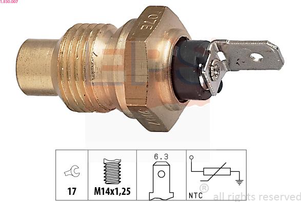 EPS 1.830.007 - Sensor, temperatura del refrigerante parts5.com