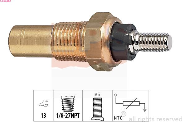 EPS 1.830.082 - Senzor,temperatura lichid de racire parts5.com