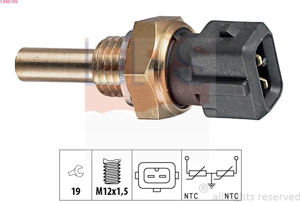 EPS 1.830.192 - Senzor,temperatura lichid de racire parts5.com