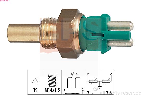 EPS 1.830.140 - Senzor,temperatura lichid de racire parts5.com