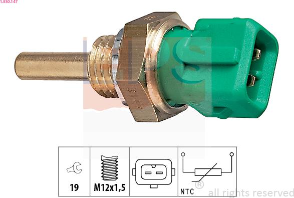 EPS 1.830.147 - Senzor,temperatura lichid de racire parts5.com