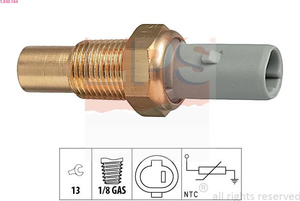 EPS 1.830.184 - Senzor,temperatura lichid de racire parts5.com