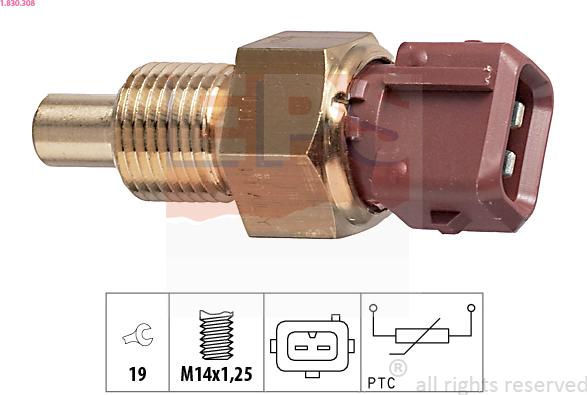 EPS 1.830.308 - Sensor, temperatura del refrigerante parts5.com