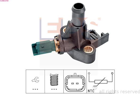 EPS 1.830.318 - Sensor, coolant temperature parts5.com