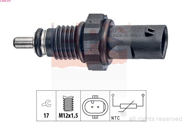 EPS 1.830.375 - Senzor,temperatura lichid de racire parts5.com