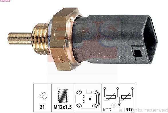 EPS 1.830.252 - Sonde de température, liquide de refroidissement parts5.com