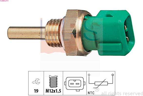 EPS 1.830.211 - Senzor,temperatura lichid de racire parts5.com