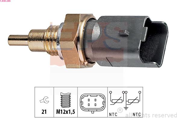 EPS 1.830.286 - Sensor, temperatura del refrigerante parts5.com