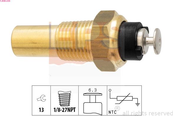 EPS 1.830.235 - Senzor,temperatura lichid de racire parts5.com