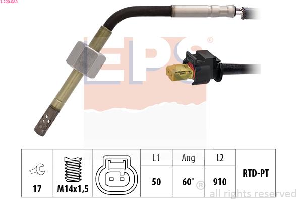 EPS 1.220.083 - Senzor, temperatura ispušnih plinova parts5.com