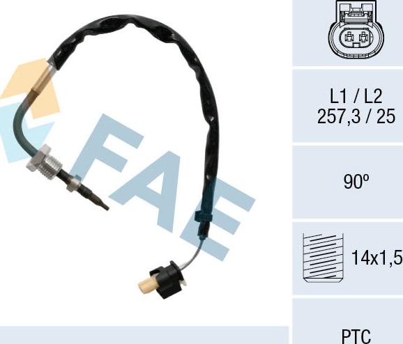 FAE 68031 - Čidlo, teplota výfukových plynů parts5.com