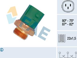 FAE 38165 - Interruptor de temperatura, ventilador del radiador parts5.com