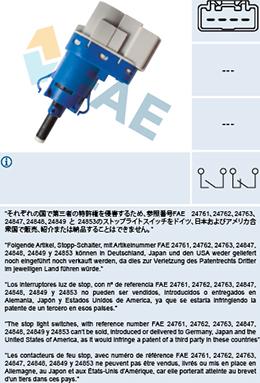 FAE 24849 - Prekidač kočnog svjetla parts5.com