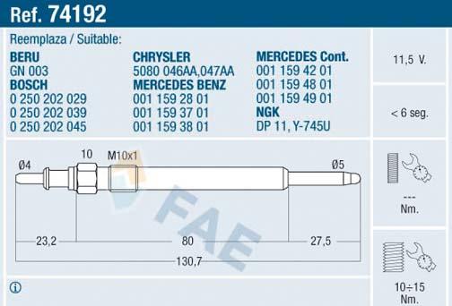 FAE 74192 - Grejač za paljenje parts5.com