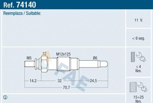 FAE 74140 - Świeca żarowa parts5.com