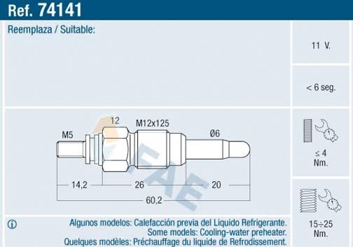 FAE 74141 - Bougie de préchauffage parts5.com