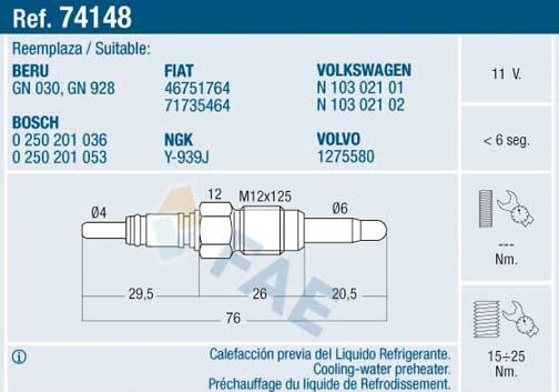 FAE 74148 - Hehkutulppa parts5.com