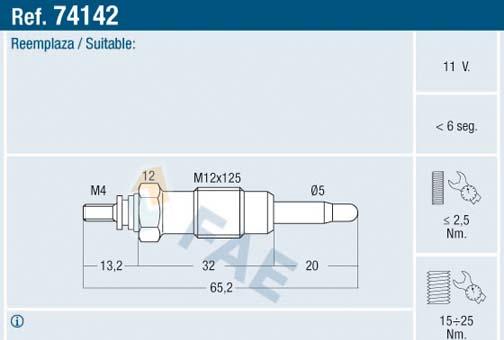 FAE 74142 - Подгревна свещ parts5.com