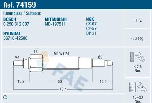 FAE 74159 - Kızdırma bujisi parts5.com