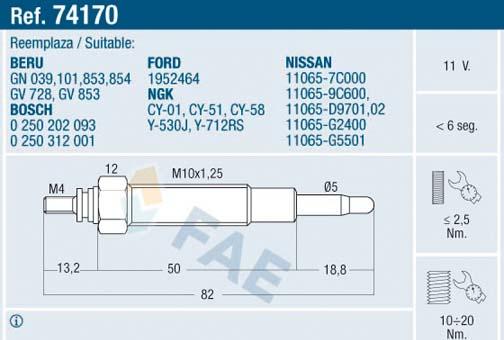 FAE 74170 - Glühkerze parts5.com