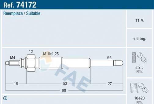 FAE 74172 - Προθερμαντήρας parts5.com