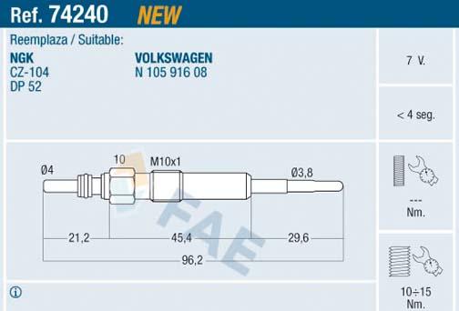 FAE 74240 - Bujie incandescenta parts5.com